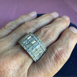 Princess Radiant Simulated Diamond Silver Ring